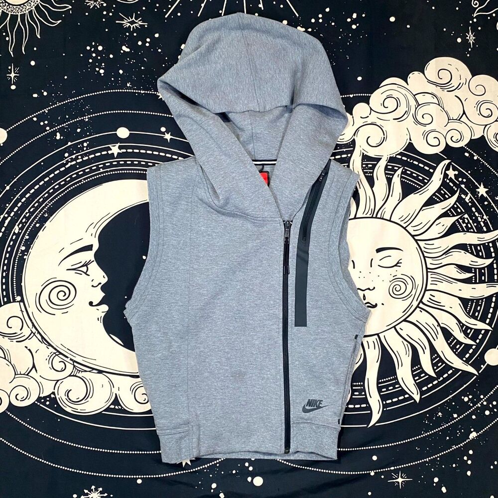 Nike Tech Fleece Vest Hoodie Womens XS Gray Cotton Full Zip Athletic Gym Workout